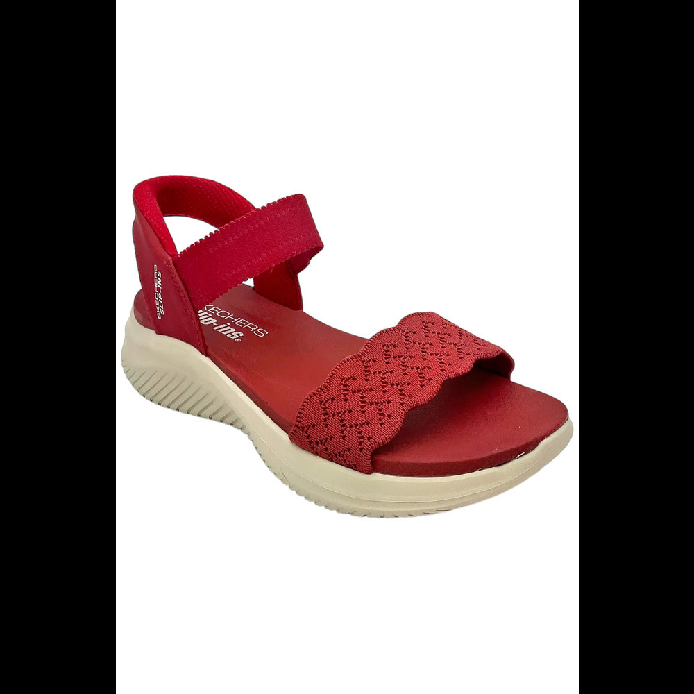 Skechers Slip In Women's Red Sporty Open-Toe Sandal with Cream Sole size 7WIDE